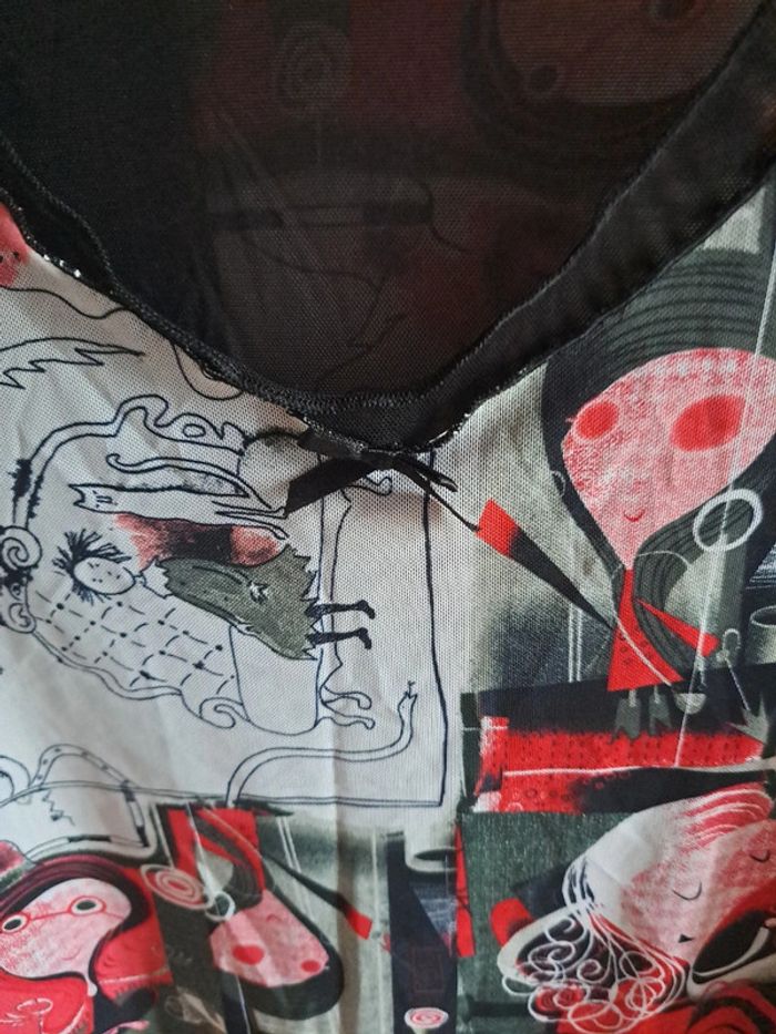 Debardeur rouge noir en voile XS /S - photo numéro 4