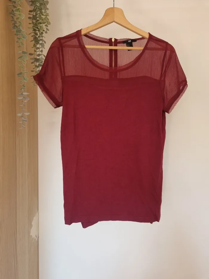 Tee-shirt bordeaux H&M
