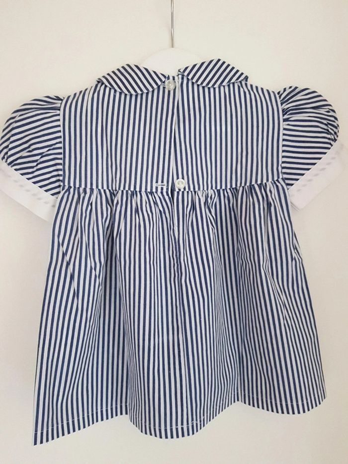 Jolie petite robe marinière blanche et bleu "petit marin" 80 cm - photo numéro 7