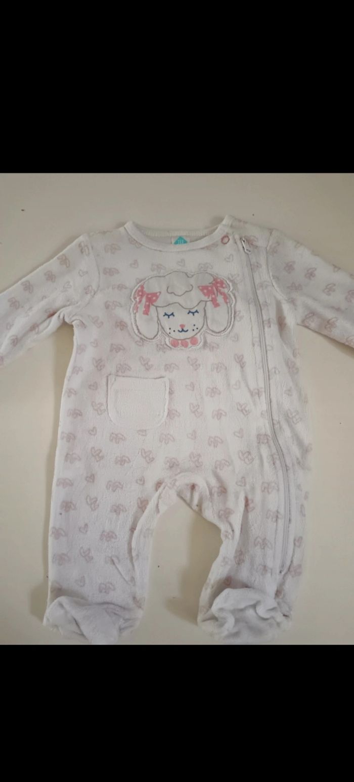 Pijama 1 pièce bébé fille 1 mois blanc mouton