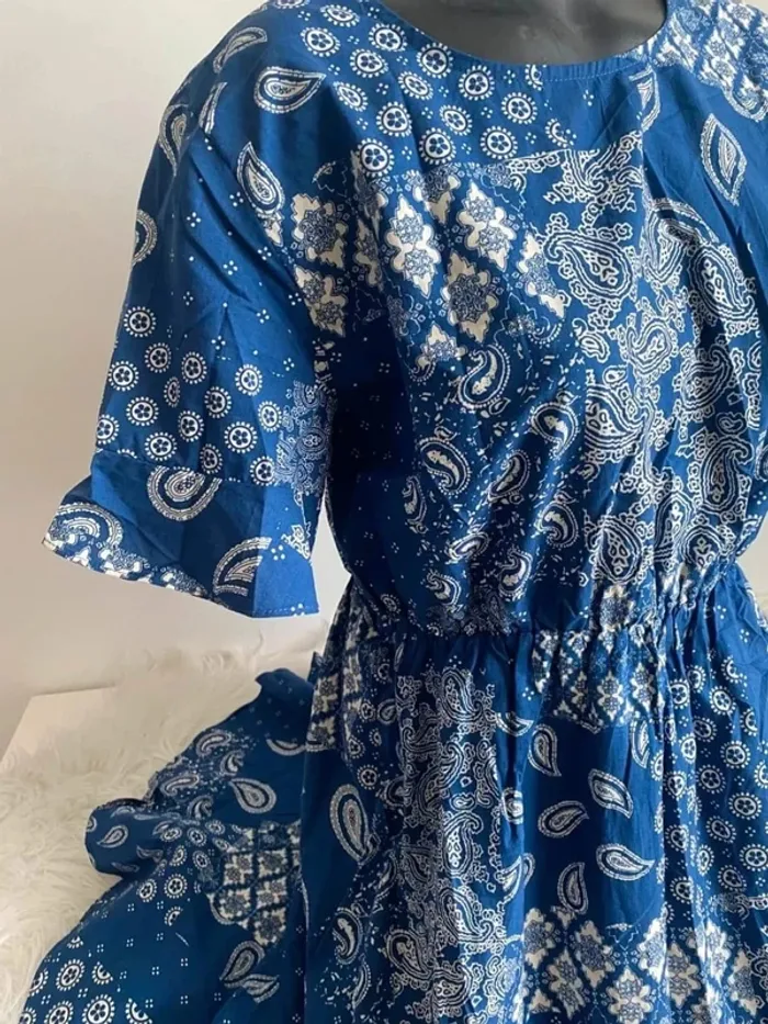 Belle robe été bleu à motif femme 40/L coton grace &mila - photo numéro 3