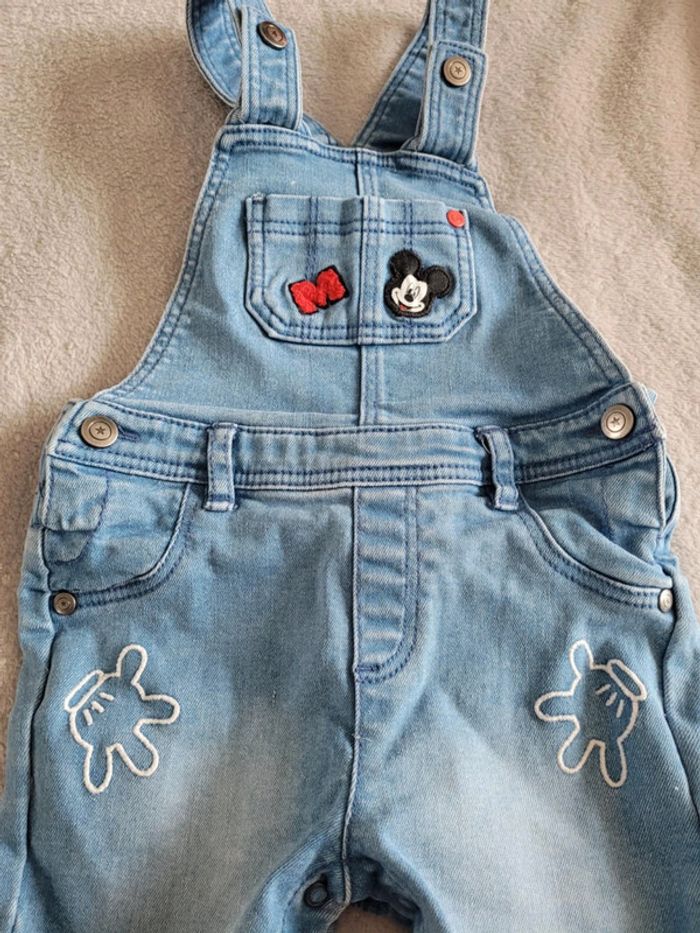 Salopette short en jean mickey 12 mois - photo numéro 2