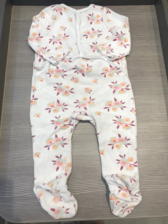 Pyjama velours écru fleurs 18 mois DPAM 🌸 - photo numéro 8