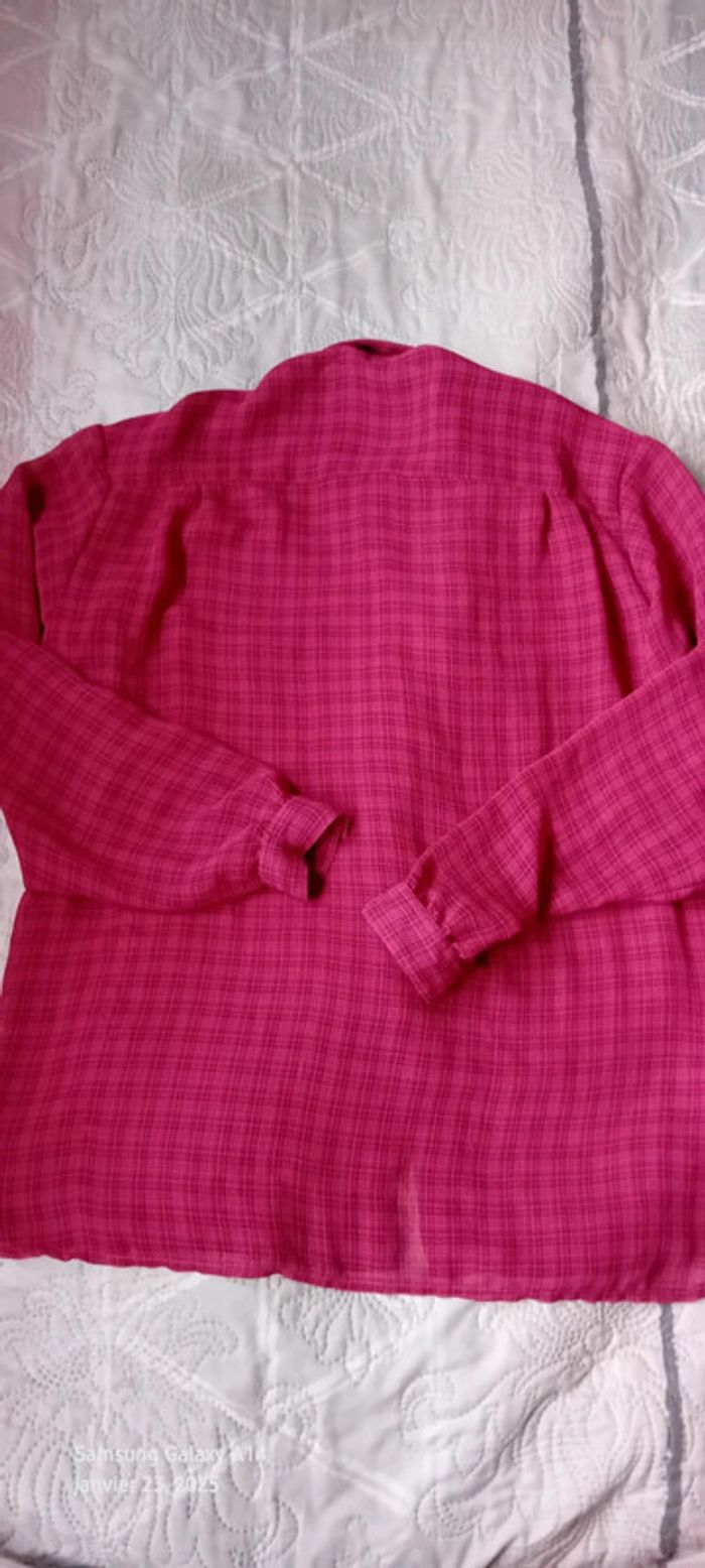 Chemise légère vintage motif carreaux avec poches fuschia femme 40 Line de Raux Paris - photo numéro 8