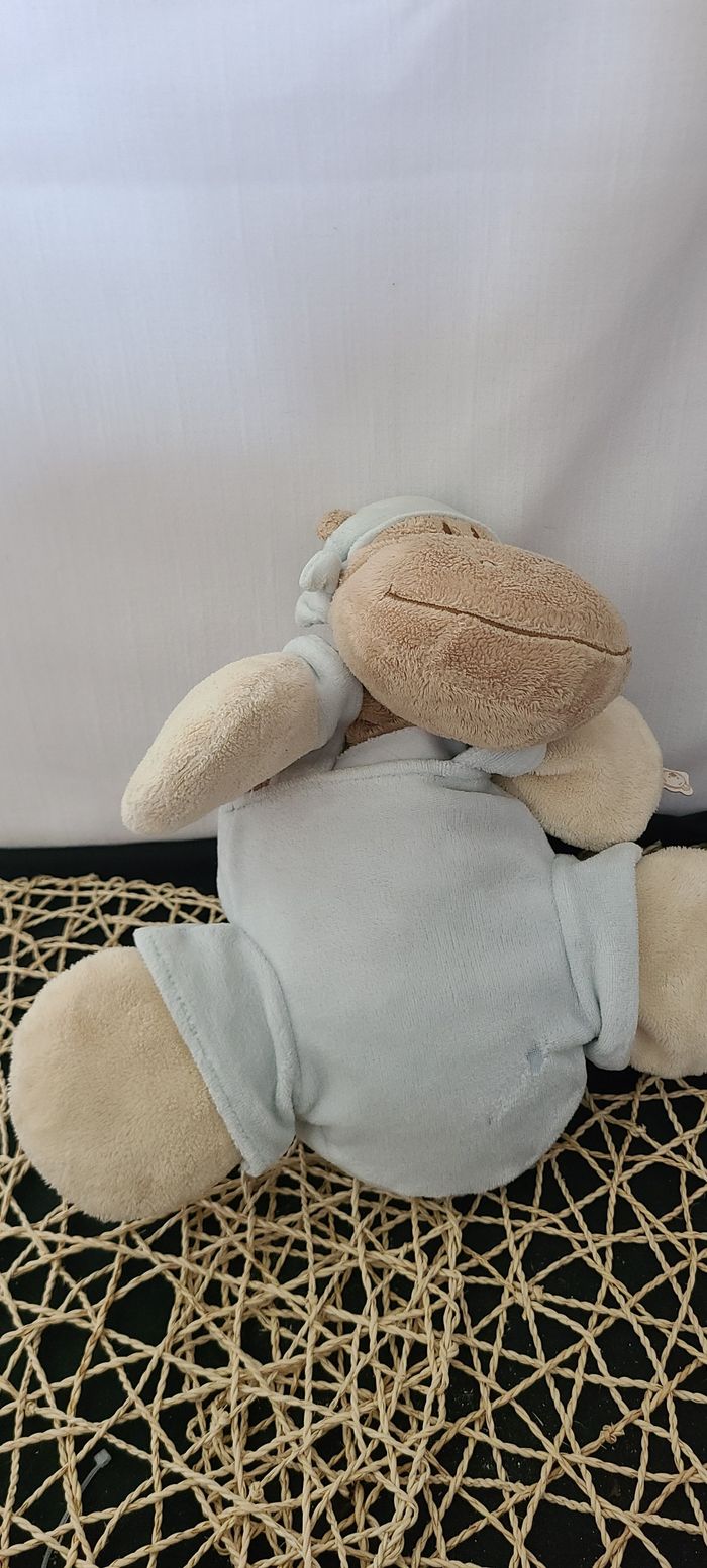 Doudou hippopotame salopette bleu NOUKIE'S - photo numéro 4