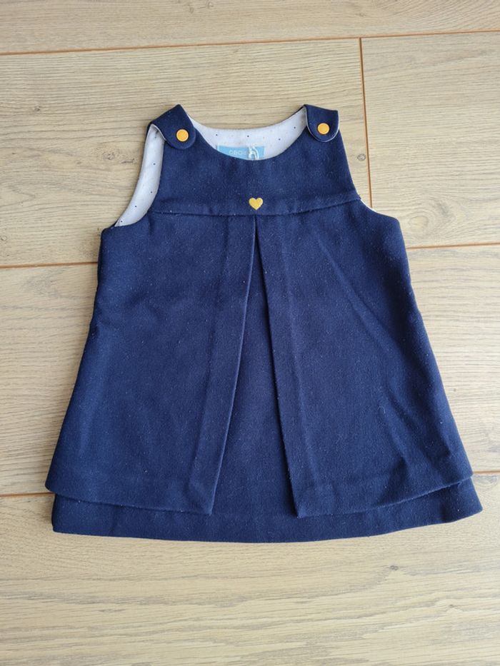 robe bleu marine et coeur jaune Obaibi 6 mois