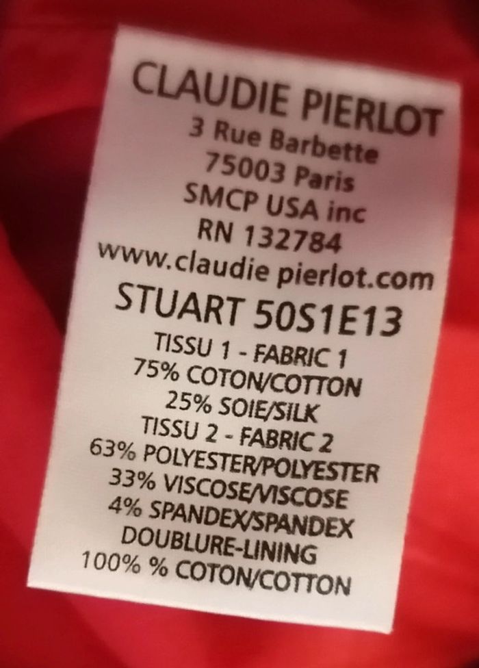 Jupe courte rouge en soie et coton taille 38 Claudie Pierlot - photo numéro 10