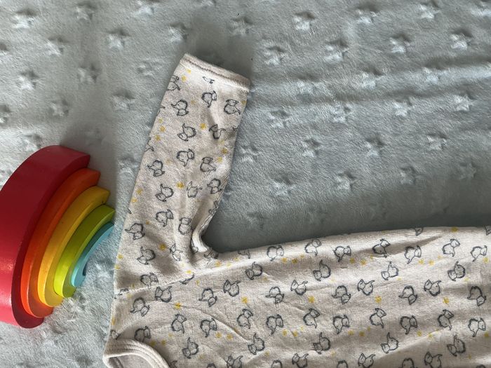pyjama grenouillère en velours blanc motifs éléphants ouverture devant 6 mois chocolatine - photo numéro 5