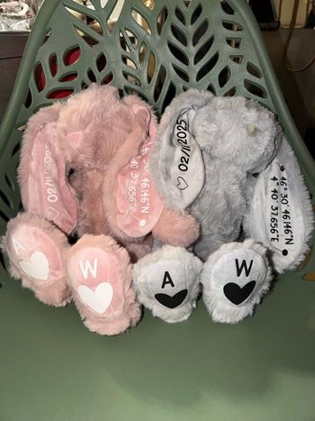 Lapin peluche prénom naissance