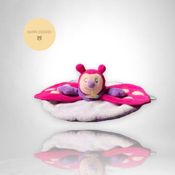 Peluche Doudou rond coccinelle Framboise rose violette Doudou et compagnie DP206