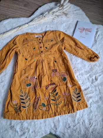 👧 3 ans - robe hiver manche longue moutarde DPAM
