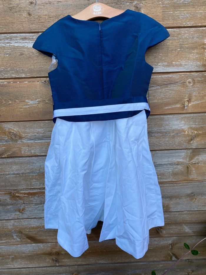 Robe Jacadi paris bleu marine blanche noeud cérémonie mariage communion baptême - photo numéro 7