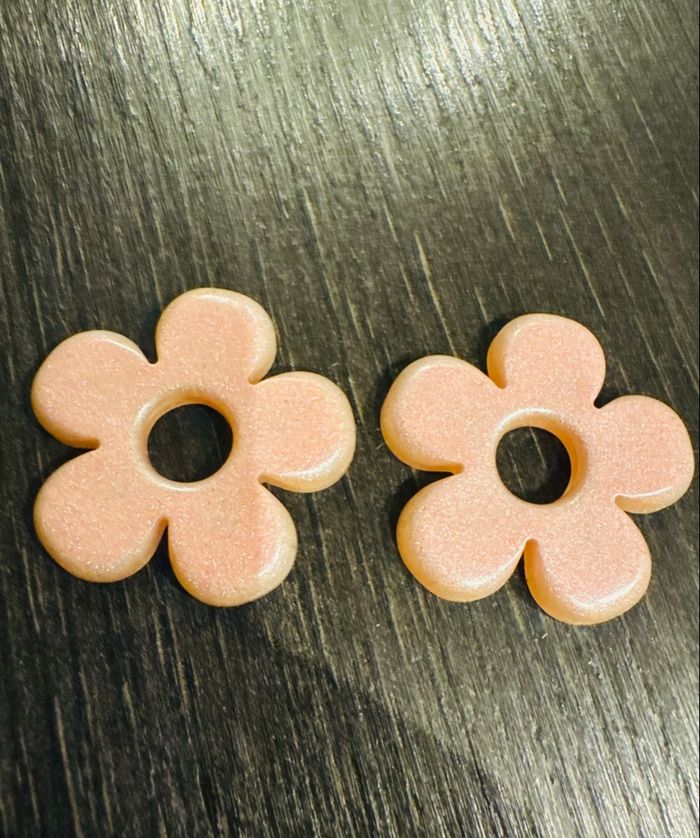 Créoles + pampilles fleur rose - photo numéro 3