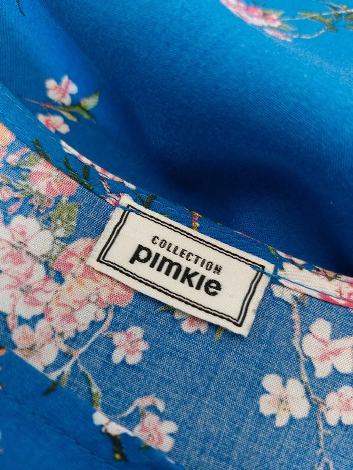 Robe fluide à motifs fleuris manches courtes ajourées L - photo numéro 5
