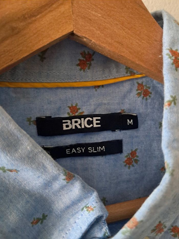 Chemise bleu clair Brice motif fleuri taille M parfait etat - photo numéro 2