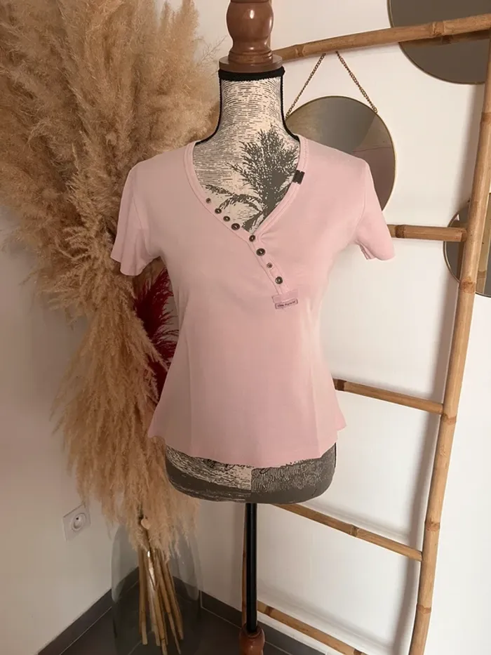 Tee shirt rose coton