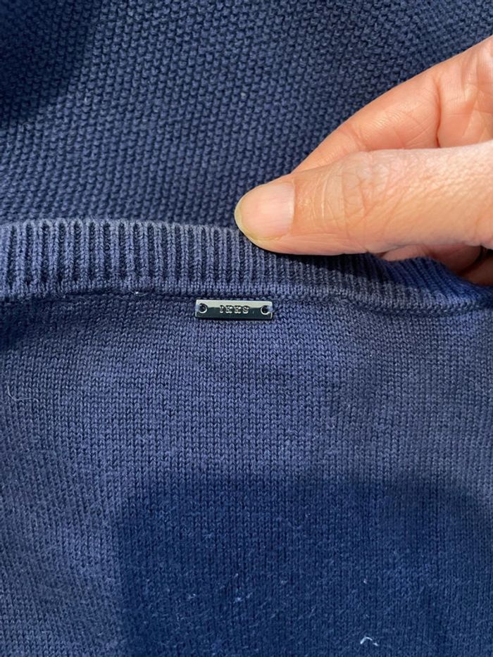 Pull homme à manches longues extensible bleu marine col rond IKKS taille M - photo numéro 6