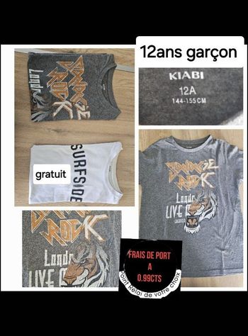Tee-shirt manche courte 12 ans garçon + 1 gratuit