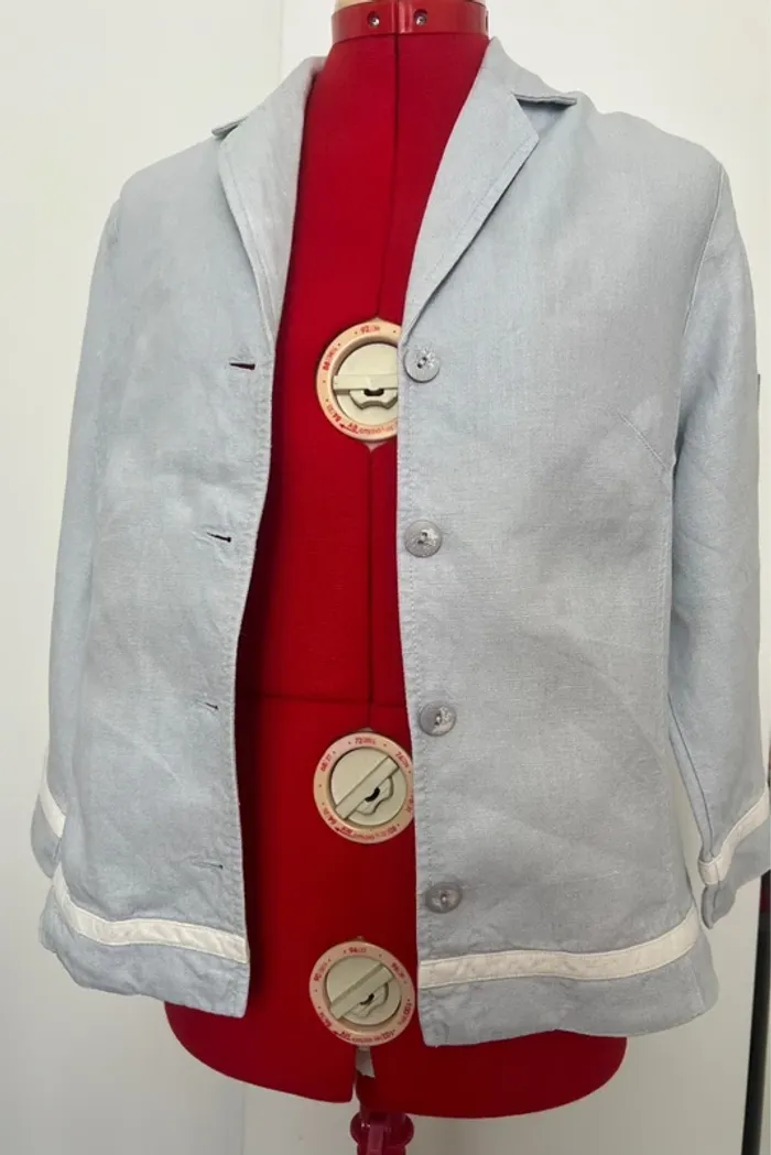 Veste en lin bleue et blanche 123 - photo numéro 2