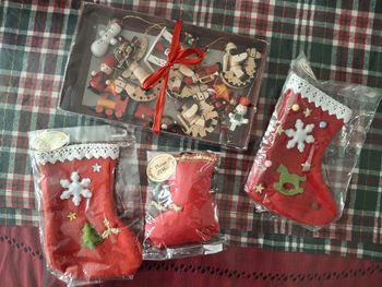 Lot deco de Noël en bois et tissu vintage. 