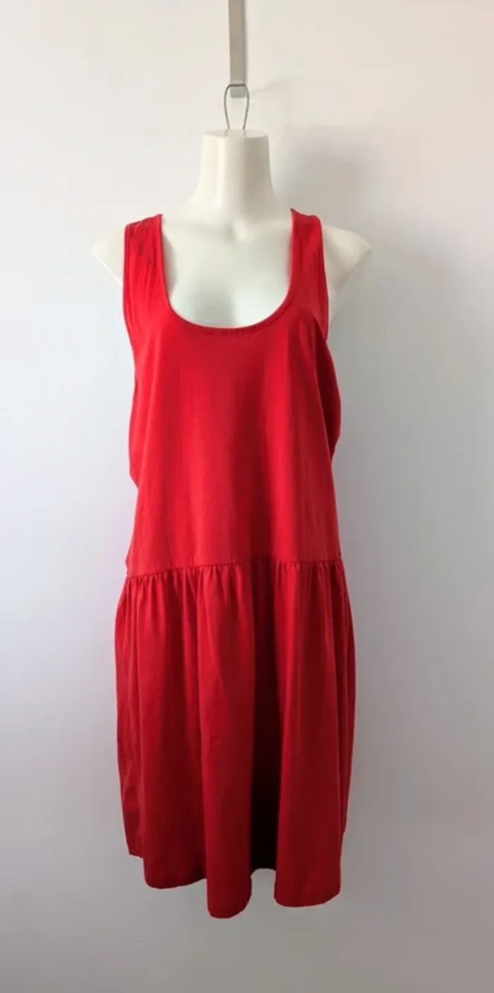 Robe d'été neuve rouge 100% coton - Grand Voile - taille 3 (42) - photo numéro 2
