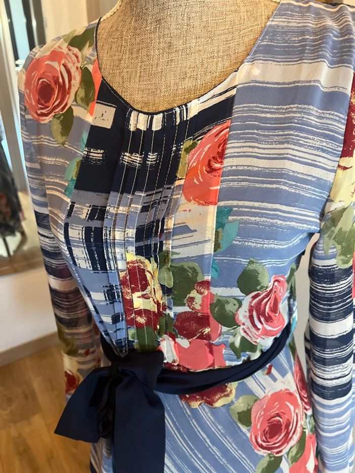 Robe fluide à fleurs et rayures - photo numéro 2