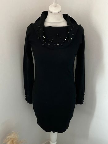 Robe en laine noire et strass Agathe Velmont M