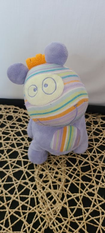 TAPE A L'OEIL  DOUDOU DRAGON DINOSAURE VIOLET TISSU RAYE