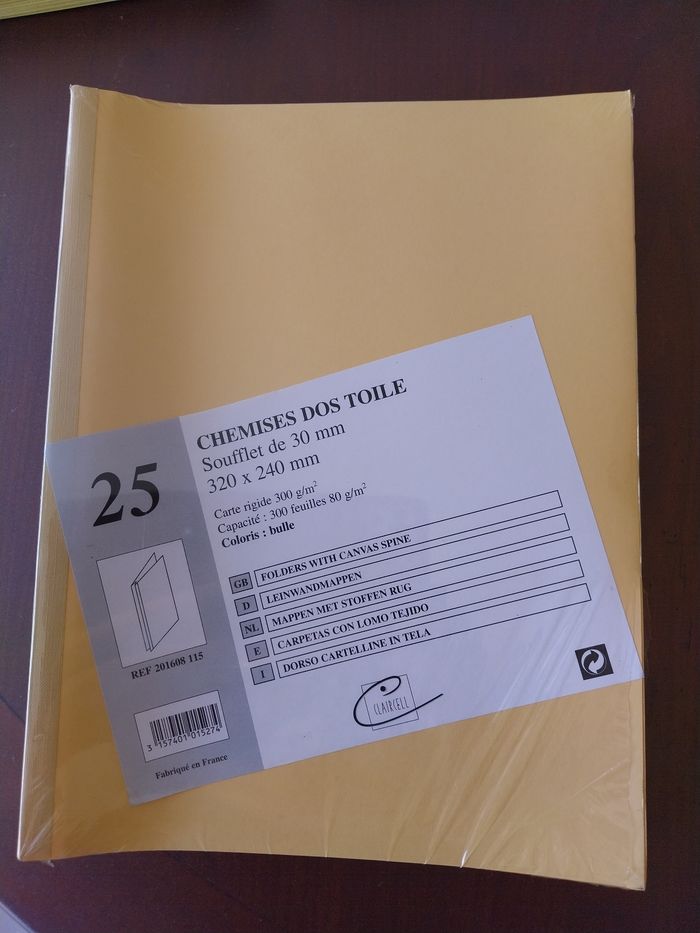 Lot de 25 chemises  dos toile neuves