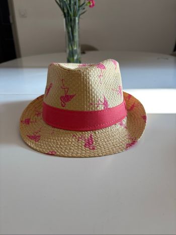 Chapeau été à motifs flamants roses en papier - Taille 52 cm