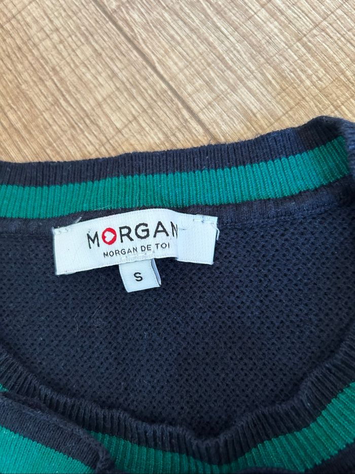 Pull bleu marine et vert à manches longues Morgan taille S TBE - photo numéro 10