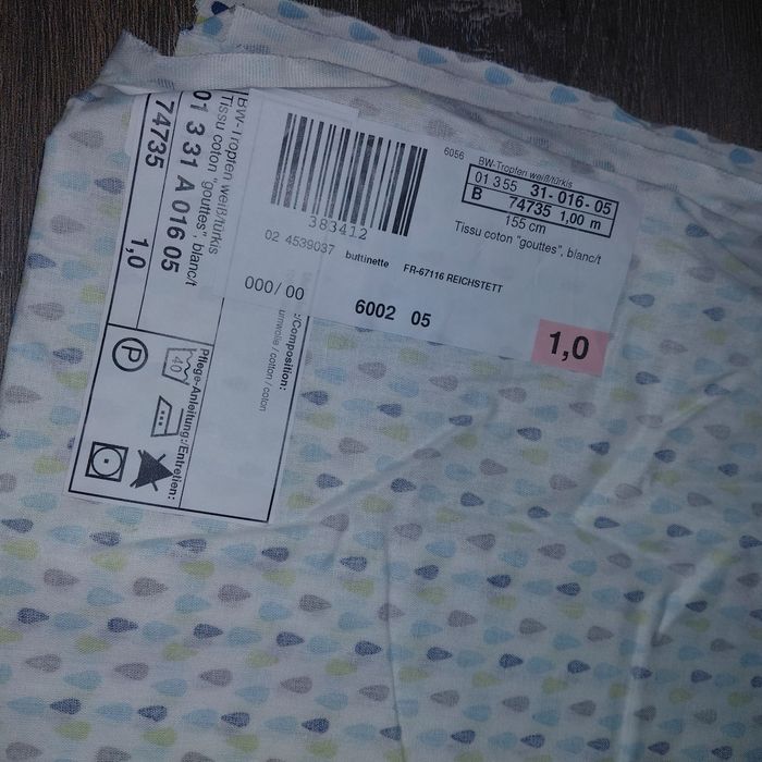 Buttinette- Coupon de coton gouttes bleu vert - photo numéro 4