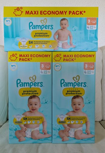 3 paquets Pampers Taille 3 Premium protection