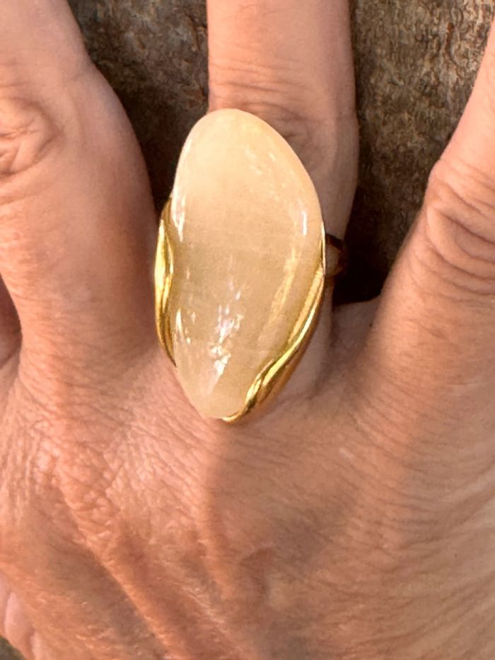 Grosse pavé résine écrue acier inoxydable or réglable - photo numéro 4