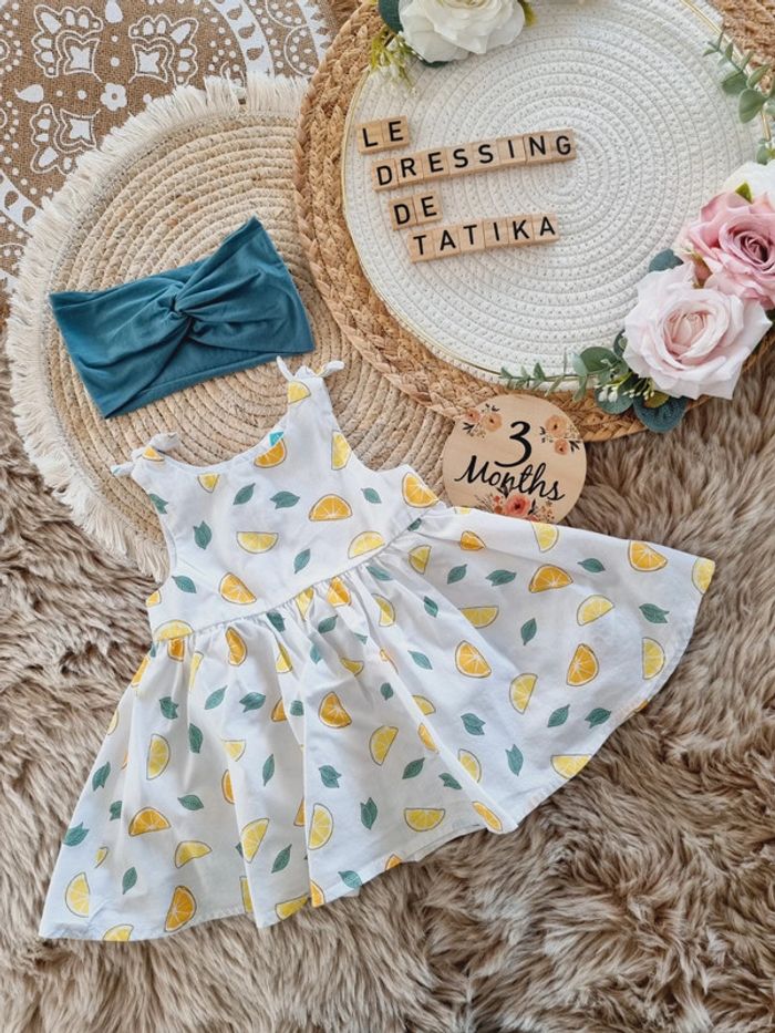Robe imprimée citrons été bébé fille 3mois