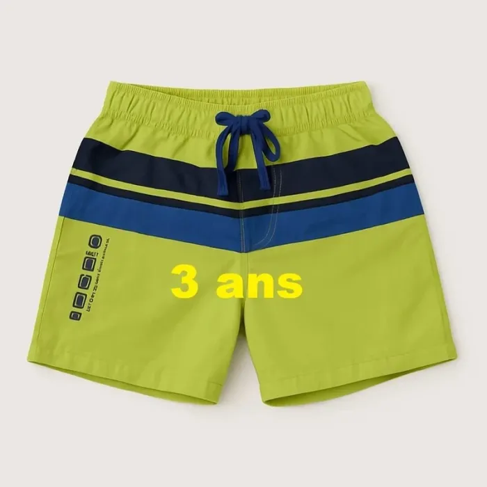 Maillot de bain / Short de bain vert anis bleu marine Truckway Taille 3 ans