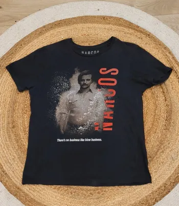 T-shirt Narcos L – Pablo Escobar - Très bon état- Rare - Noir