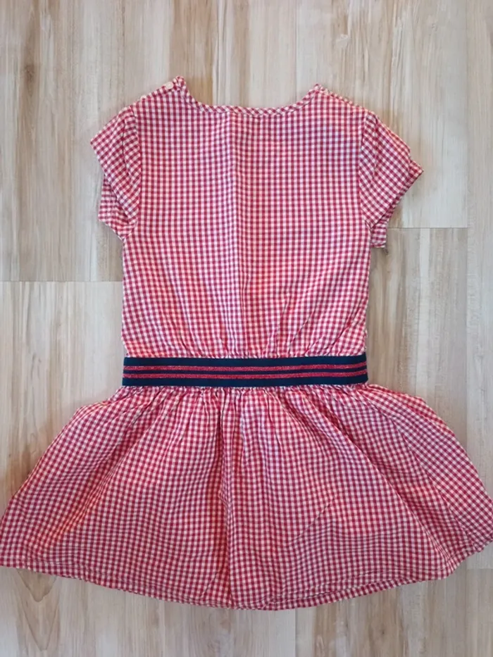 Robe manche courte galerie Lafayette 5 ans paris rouge carreaux paillettes - photo numéro 4