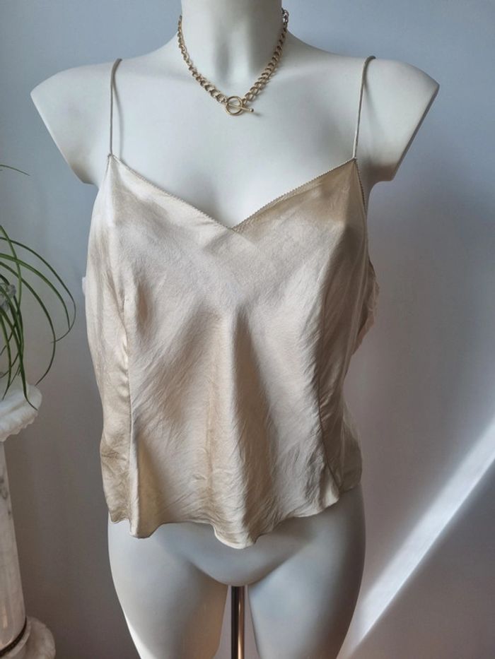 Top 100 % soie doré vintage - photo numéro 11