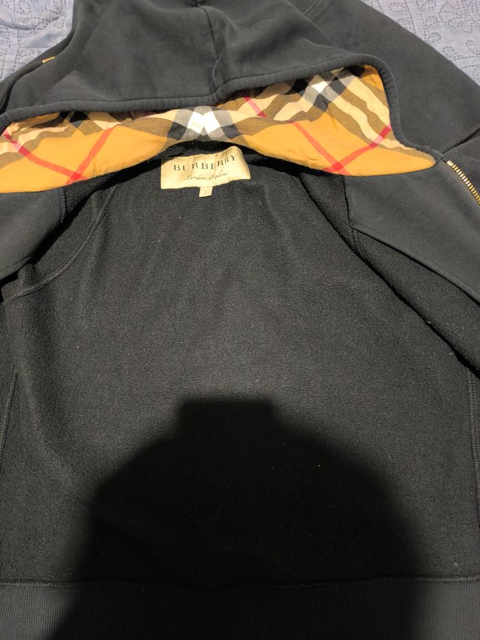 Pull a capuche avec zip Burberry authentique noir blanc marron beige - photo numéro 10