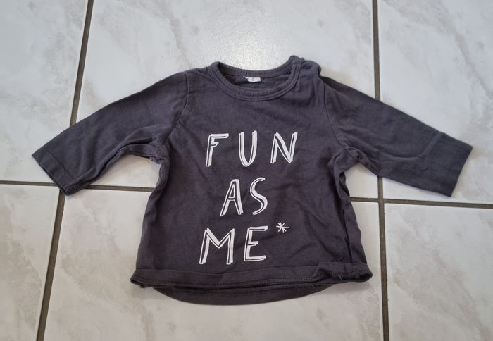 t-shirt manches longues garçon gris foncé taille 3 mois