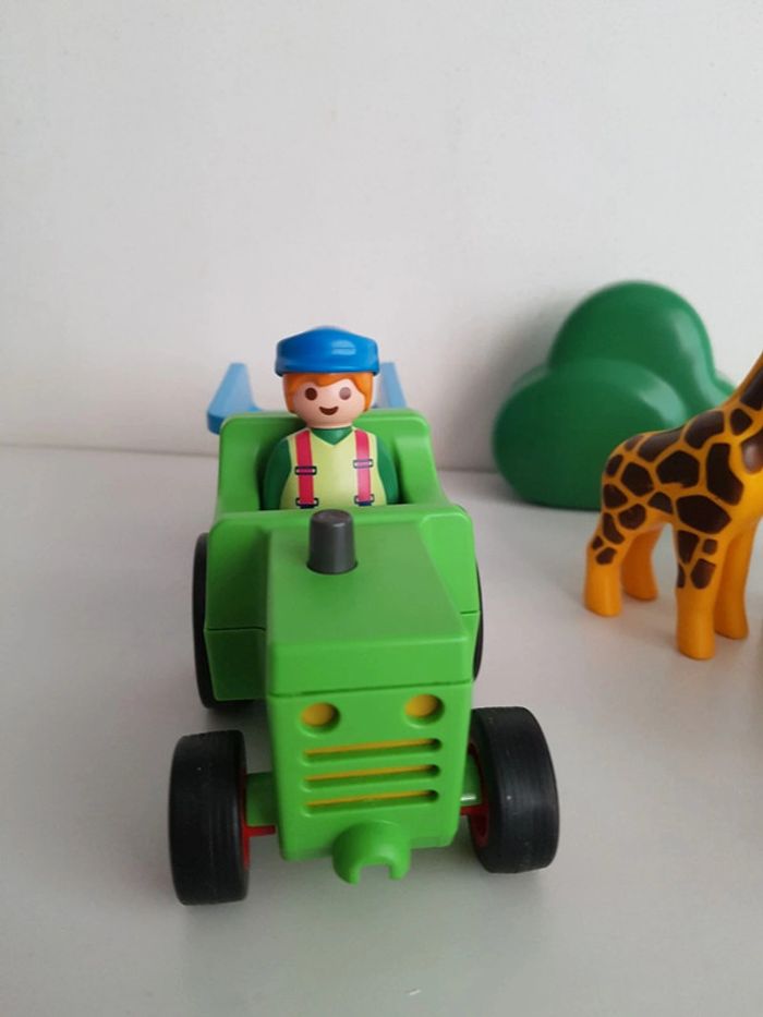Tracteur vert avec remorque et animaux Playmobil 123 junior - photo numéro 14