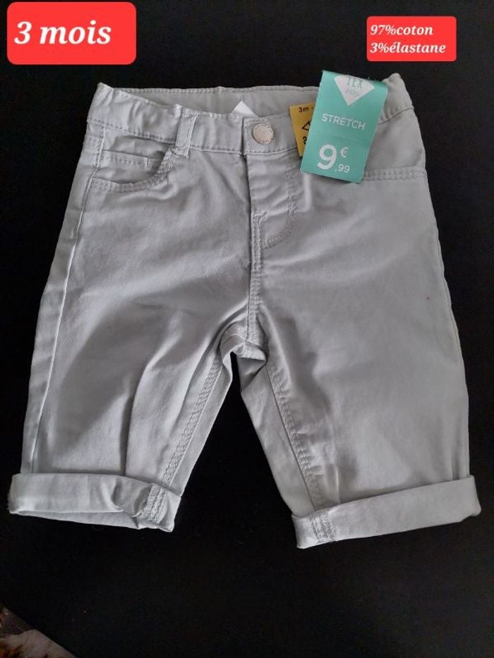Pantalon gris clair fille 3 mois