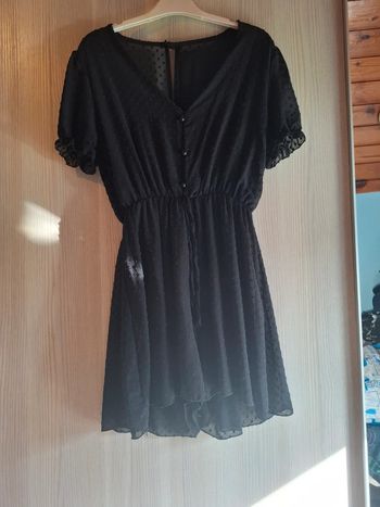 Robe noir short transparent avec doublure