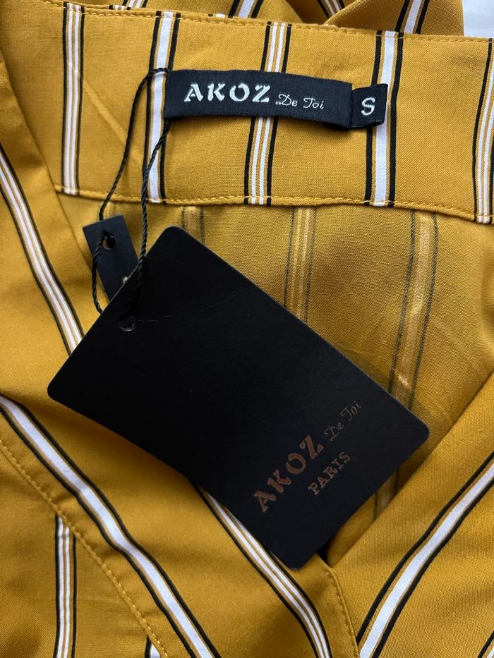 Blouse manches longues rayée jaune moutarde Akoz - photo numéro 5