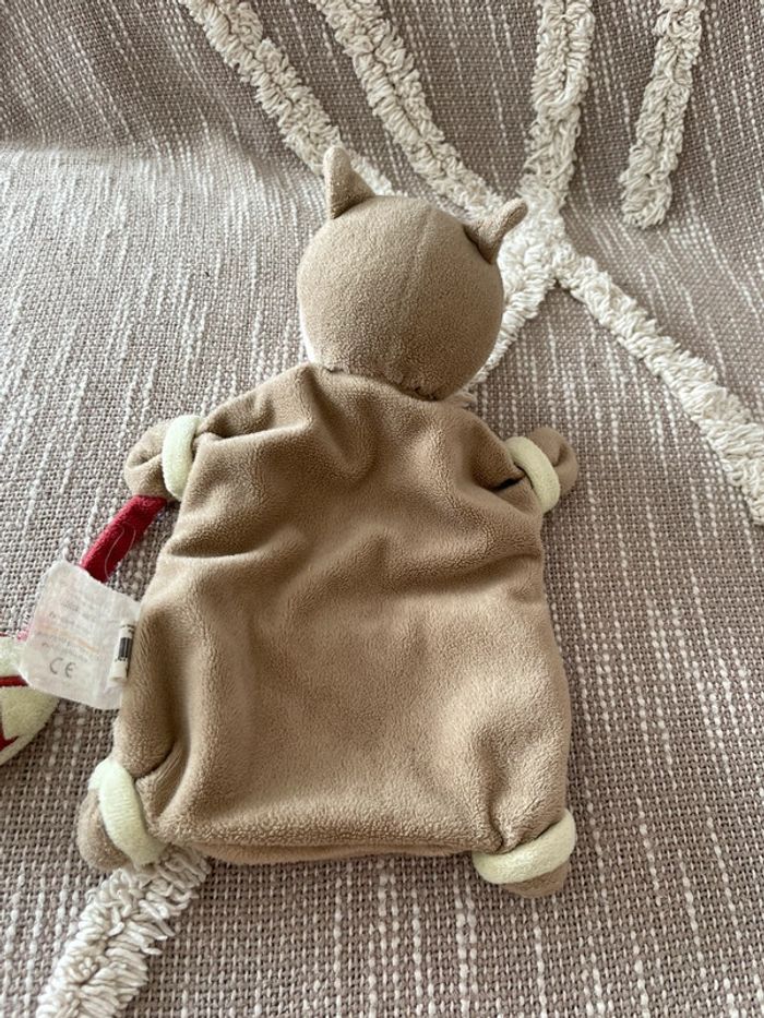 Peluche doudou marionnette bébé 9 Renard écureuil castor marron orange tres bon état - photo numéro 5