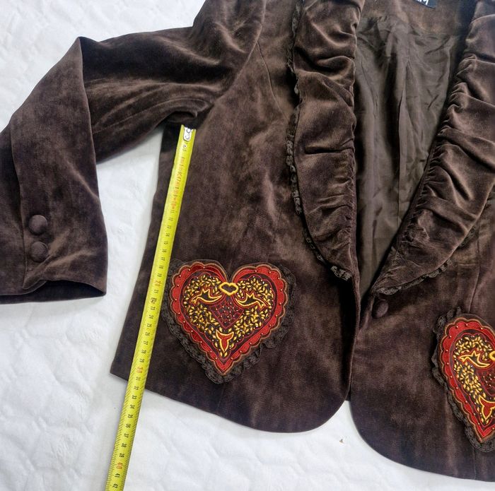 Veste vintage femme , taille L , marron , poches cœur - photo numéro 4