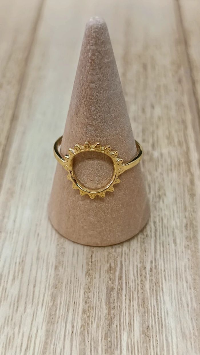 Bague soleil en acier inoxydable doré