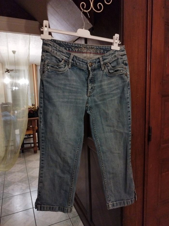 Pantacourt bleu denim vintage y2k M/38 coton - photo numéro 3