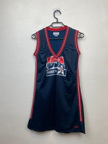 Maillot basket USA Reebok vintage femme bleu Marine M (311)